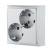 Double socket with A/c, with blinds (silver metallic) LK60