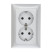 Double straight socket with S/c, with blinds (silver metallic) LK60