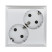 Double socket with A/c, with blinds (silver metallic) LK60