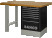 Heavy-duty workbench, MDF table top with 2 legs and 7 drawers in red 1800 mm x 750 mm x 1030 mm