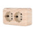 Double socket for open installation with grounding contacts and protective shutters (pine), Standard