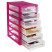 Universal STAMM box, 6 compartments, transparent trays, pink