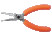 Компактные длинногубцы с рифлеными изогнутыми под углом 45° губками и оранжевой ручкой из ПВХ, 141 мм