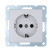 Socket with a/c, with blinds (silver metallic) LK80