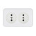 Double socket for open installation without grounding contacts with protective shutters (white), Standard