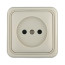 Socket of an open installation without grounding contacts with protective shutters (beige), Standard