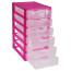 Universal STAMM box, 6 compartments, transparent trays, pink