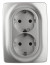 Розетка ЭРА Серия 12 12-2106-03 двойная с заземлением 2X2P+E Schuko 16A-250В IP20 алюминий