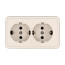 Double socket for open installation with grounding contacts and protective shutters (beige), Standard