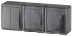 Block Two sockets + Switch ERA Expert 11-7404-03 Dual IP54 16A-10AX-250V OP AMP Grey