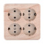 Four-place socket for an open installation with grounding contacts and protective shutters, (pine), Standard
