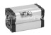 Compact pneumatic cylinder according to UNITOP RU-P/6-R/7, double-acting, piston diameter 100mm, stroke 25mm, internal thread on the stem, magnet