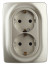 Розетка ЭРА Серия 12 12-2106-04 двойная с заземлением 2X2P+E Schuko 16A-250В IP20 шампань
