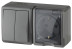 Socket Block with Switch ERA Expert 11-7402-03 Dual IP54 16A-10AX-250V AC Grey