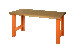 Heavy duty workbench MDF table top with adjustable height, 4 legs, orange, 1500 x 750 x 1030 mm