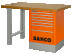Heavy-duty workbench, MDF table top with 2 legs and 7 orange drawers 1500 mm x 750 mm x 1030 mm