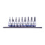 1/4" socket nozzle set, Torx, T8-T40 mm, L = 37 mm, with hole, 9 pieces KING TONY 2119PR