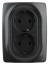 Розетка ЭРА Серия 12 12-2108-05 2X2P+E Schuko со шторками 16A-250В IP20 антрацит