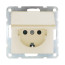 Розетка с з/к, шторками и крышкой (бежевый матовый) LK80