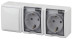 Block two sockets + switch ERA Expert 11-7403-01 IP54 16A-10AX-250V AC White