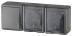 Block two sockets + Switch ERA Expert 11-7403-03 IP54 16A-10AX-250V OP AMP Grey