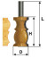 Фреза кромочная фигурная Ф31,8Х57,2 мм, хвостовик 12 мм, арт. 46420