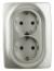 Розетка ЭРА Серия 12 12-2108-15 2X2P+E Schuko со шторками 16A-250В IP20 перламутр
