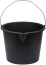 Plastic construction bucket for mixing mortar with a 12 l spout