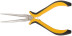 Thin-nosed "mini" elongated Pros, nickel-plated, black and yellow soft handles 150 mm