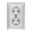 Double straight socket with S/c, with blinds (silver metallic) LK60