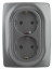 Розетка ЭРА Серия 12 12-2108-12 2X2P+E Schuko со шторками 16A-250В IP20 графит