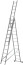 Three-section reinforced aluminum ladder, 3 x 12 steps, H=343/594/841 cm, weight 17.83 kg