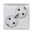 Double socket with A/c, with blinds (silver metallic) LK60