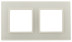 Frame for sockets and switches ERA Elegance 14-5102-02 for 2 posts, glass, ivory+plate bone, white base