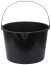 Plastic construction bucket for mixing mortar with a 20 l spout