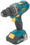 Acc power drill. 20 V; 0-400/1400 rpm; 40 Nm; 2 (Li-Ion) 2.0 Ah; 1.25 h.; Res. tilt; case
