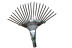 Fan-shaped sliding galvanized wire rake, 18 teeth.