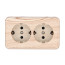 Double socket for open installation with grounding contacts and protective shutters (pine), Standard