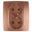 Розетка ЭРА Серия 12 12-2104-14 2X2P+E Schuko со шторками 16A-250В IP20 медь