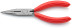 Long pliers with dir. edge. radio installation., semicircle. straight. sponges, cut: provol. cf. Ø 2.5 mm, solid. Ø 1.6 mm, L-140 mm, black, 1-k handles