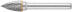 Carbide ball, 6 mm pin, type "G", parabolic pointed 10x20x65 mm