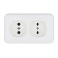 Double socket for open installation without grounding contacts with protective shutters (white), Standard