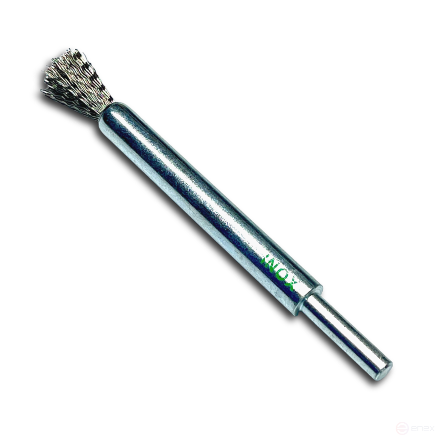 Brush, corrugated brush, D12 mm, shank 6 mm, length 120 mm, stainless corrugated wire ROF 0.20 mm, length of the working part 20 mm