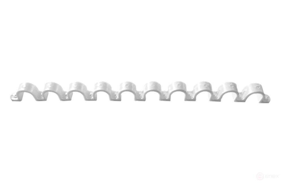 Гребенка из скоб для сантех. труб для монтажных пистолетов (20 мм, белый, 10 мест, 10 шт/уп) FEDAST