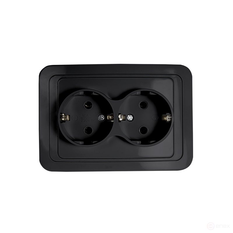 Розетка двойная с заземлением CLASSICO черная 2128B IN HOME