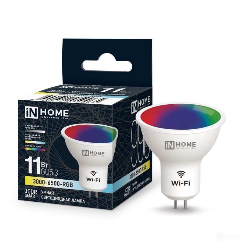 Лампа светодиодная LED-JCDR-RGBW-SMART 11Вт 230В Wi-Fi GU5.3 RGB-3000-6500К 990Лм IN HOME