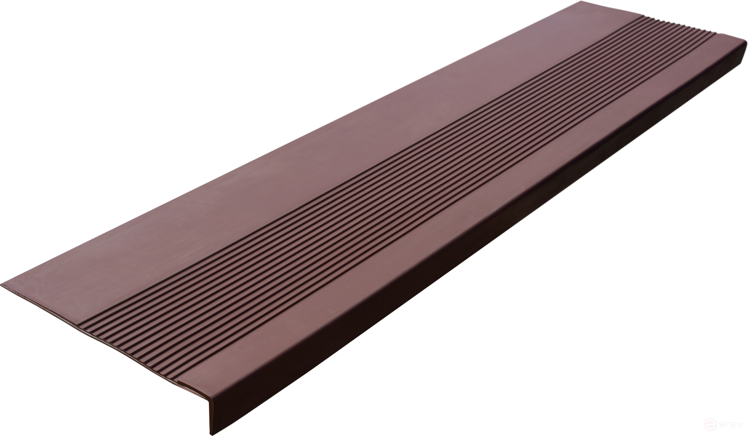Накладка на ступень резиновая противоскользящая (Проступь) Удлиненная рифленая 1200x300x30 / цвет шоколад