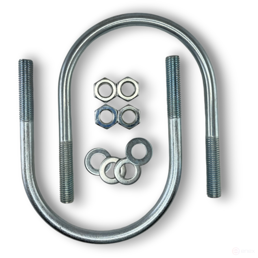 Керн Комплект хомут U образный гост 24137-80 м12х115 + 2 гайки + 2шайбы. Оцинкованный. 5 комплектов RKU00121152005