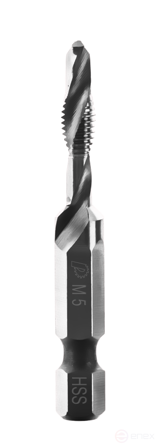 Сверло-метчик ПРАКТИКА М5 шаг 0,8 мм, длина 54 мм, хвостовик HEX 1/4