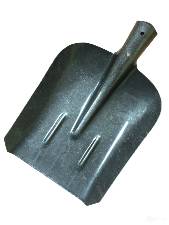 Лопата совковая из рельсовой стали с ребром жесткости 210*290*405 мм.